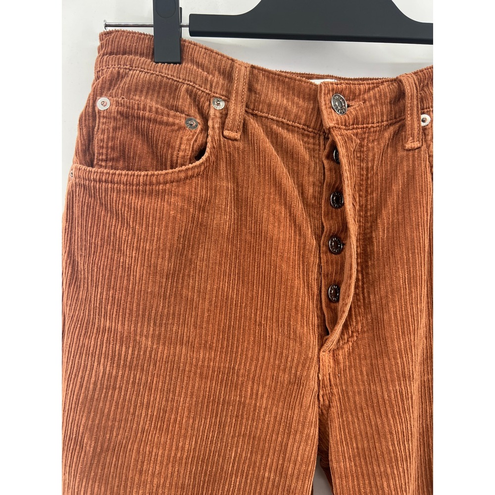 Agolde Riley Long Corduroy Pants Cinnamon Brown Straight Leg A9155-1563 Size 27